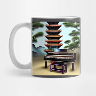 An Interesting Looking Piano In Front Of A Pagoda In The Chinese Countryside Mug